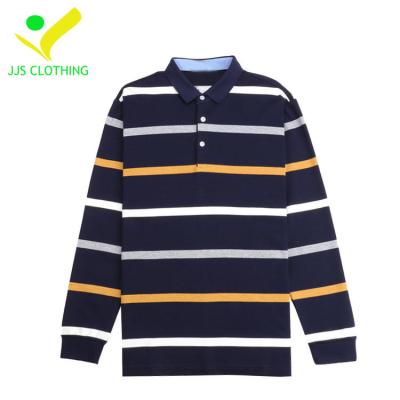 China Anti-wrinkle New Arrival Combed Cotton Striped Long Sleeve Golf Polo Shirts For Man for sale