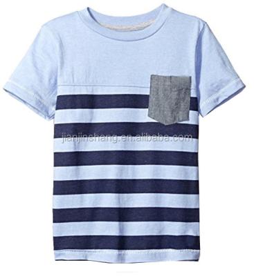 China Anti-pilling OEM Design Combed Wide Striped Cotton Pocket T-Shirt for sale