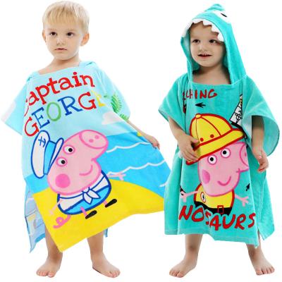 China Print Viable Cotton Cartoon Ponchos Hooded Beach Towel For Kids Wholesale Towel for sale