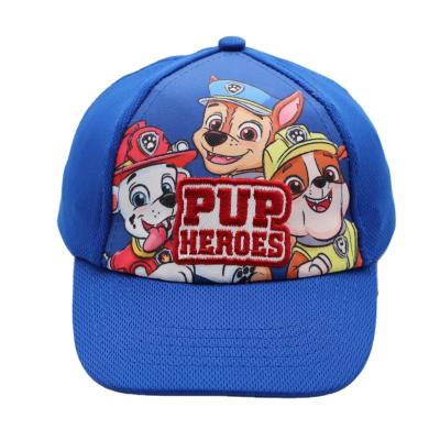 China JOINT Cartoon Sublimation Printing Baseball Cap 5 Panel Sun Protection Polyester Kids Hats With Nylon Mesh for sale