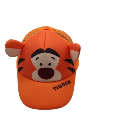 China 54cm Customized Design Cute Cartoon Tiger And COMMON Logo Printing Material Cotton With Mesh Color Orange Baseball Hat for sale