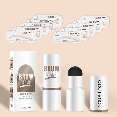 China Waterproof create your own brand eyebrow stamp and stencil Kit Waterproof Powder Eyebrow Stamp stencil Vegan One Step Eyebrow Kit Stamp Te koop