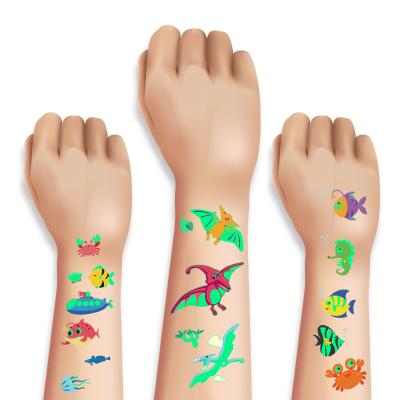 China Halloween Luminous Temporary Body Art Tattoo Stickers, Dinosaurs and Ocean Glow in the Dark Temporary Tattoos for sale