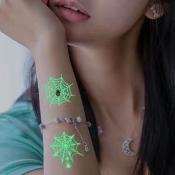 China Temporary Luminous Custom Spider Tattoo Sticker Waterproof Children's Body Themed Tattoo Sticker for sale