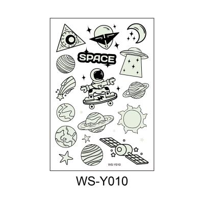 China Temporary Luminous Temporary Tattoos Sticker For Kids Cartoon Space Tattoo Sticker for sale