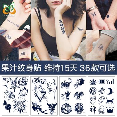 China Gardenia Juice Pigment Long Lasting Temporary Natural Semi Permanent Tattoo Stickers For Women, Waterproof Navy Blue Body Tattoos for sale