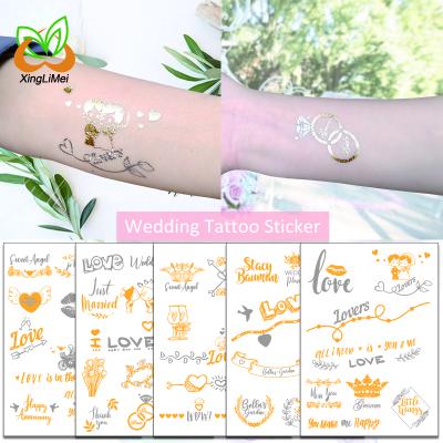 China Custom Arm Body Gold Silver Metallic Temporary Tattoo Stickers For Wedding Party for sale