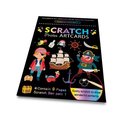 China Children Temporary Magic Scratch Series Pirates Art Cartoon Drawing Scratch Painting Art Paper For Children for sale