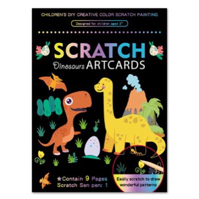 China Europe Dinosaur PacksScratch Art Paper Set For Kids, Magical Rainbow Scratch Off Paper Art Craft For Boys And Girls for sale