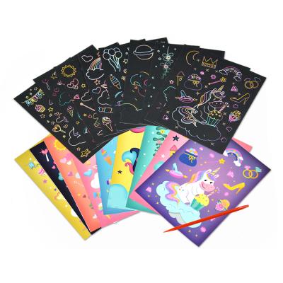 China Scratch Paper Art Set Rainbow Magic Scratch Europe Rainbow Scratch Paper Birthday Gift For Kids for sale