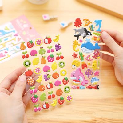 China Temporary Custom Decorative Bubble Foam DIY Kids Educational Cartoon Bubble Cotton Clothes Princess 3D Puffy Dress Stickers For Girls Boy for sale