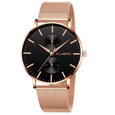 China Automatic date CUENA cheap price luxury mesh bands synchronize quartz mens wristwatches relogio masculino for sale