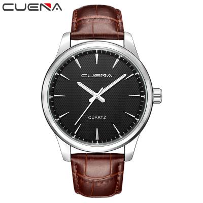 China Saati leather kol de reloj de hombre men's quartz watch bands automatic date CUENA official store for sale