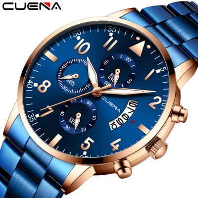 China New Date CUENA Luxury Business Stainless Steel Automatic Wristwatches Sport Calendar Man Quartz Watch Gifts For Men for sale