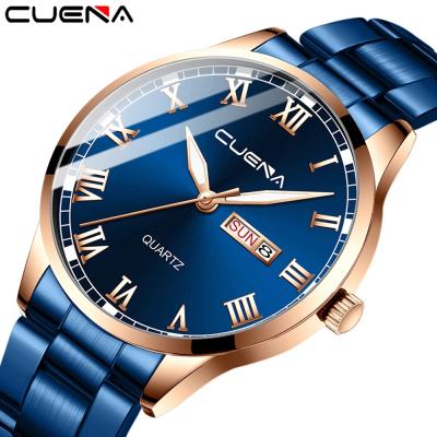 China Wholesale Automatic Date CUENA Cheap Price Stainless Steel Band Alloy Case Luxury Quartz Watches For Man Orologi for sale