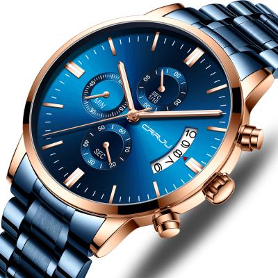 China Auto Date Original Crrju Manufacture Moq Mesh Belt Men Wrist Quartz Low Blue Erkek Kol Saati Casual Watch for sale