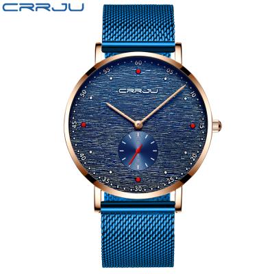 China CRRJU Waterproof Watch Boys Fashion Simple Ultra Thin Stainless Steel Mesh Band Quartz Wristwatch for sale