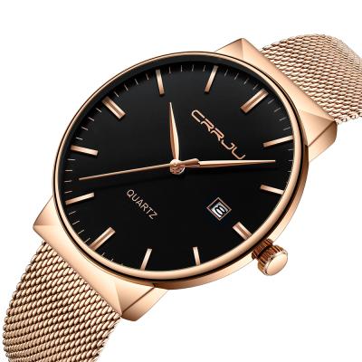 China Shenzhen Factory Brand Automatic Classic Mesh Band Wrist Gold Date Quartz Watch for sale