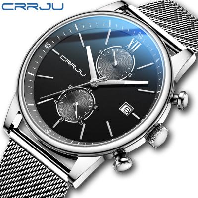 China Custom Logo Auto Date Plating Metal Mesh Band Wrist Quartz Watch Jam Pria Unik Tangan for sale