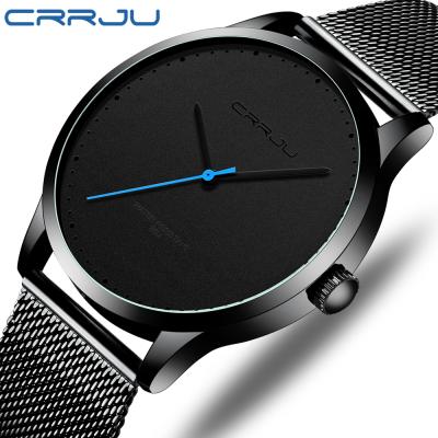 China Crrju automatic date 2020 new erkek saati kol luxury ultra thin wrist mesh band quarter men's slim watches for sale