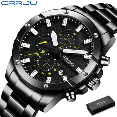 China Full Date Stainless Steel Band Chronograph Mens Watch Reloj Crrju Deportivo Fashion Automatic Waterproof Big Dials for sale