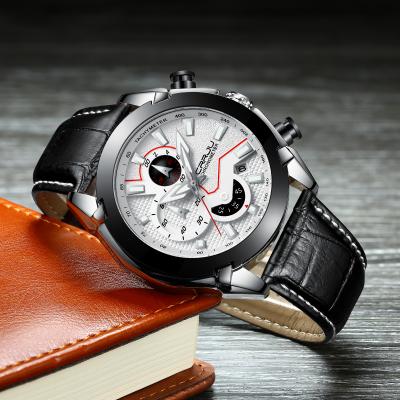 China Automatic Original Luxury Luminous Hand Leather Strap Luminous Factory Date Mens Watch CRRJU Logo Reloj Custom Para Caballero Caballero for sale