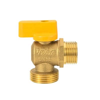 China General Danhong 1/2*3/4 Yellow Handle Brass Three Way Angle Valve For Outdoor for sale