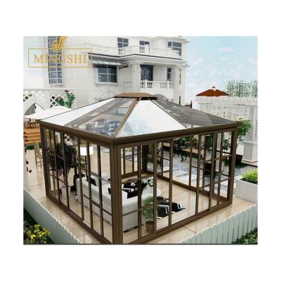 China New Design Modern Luxury Aluminum Alloy Tempered Glass Double Conservative Sturdy Solarium for sale