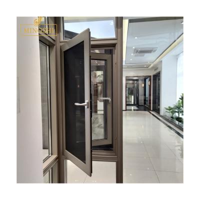 China New Folding Screen Design Inverted Stained Glass Aluminum Casement Tempered Glass Window for sale