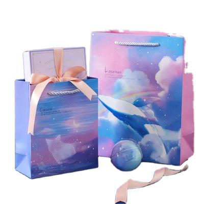 China Custom logo print flower ladle paper gift bag shoes clothing brand shopping paper bag for sale