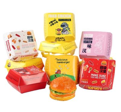 China Hamburger box disposable custom thick packaging carton takeaway oil-proof burger carton for sale