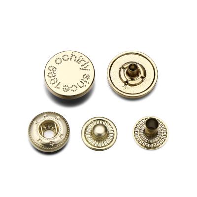 China Viable Custom Brand Logo Zinc Alloy Gold Metal Snap Fastener Button For Clothing for sale