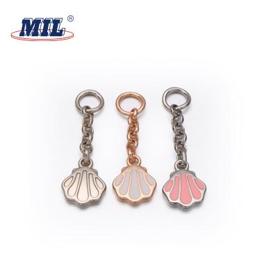 China New Nickel Free Fashion Plating Shell Shape Metal Zipper Slider Zipper Pull Charms for sale