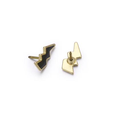 China Wholesale Custom Gold Plated Security 3D Lightning Shape Metal Pin Badge for sale