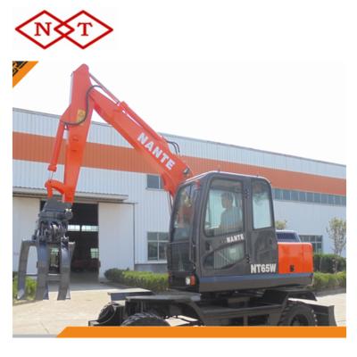 China Chinese Nante NT65w Mini Wheel Hydraulic Excavator 6Ton For Sale 0.3m3 for sale