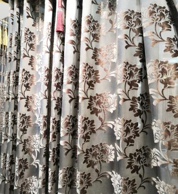 China Factory wholesale pure luxury polyester Shaoxing velvet floral jacquard curtain for sale