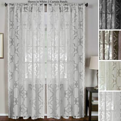 China 2015 ready-made pure European classic burnout sheer curtain for sale