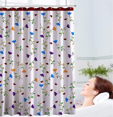 China Modern Chic Floral Design Privacy Bath Sustainable Bathroom Printed Fabric Curtains for sale