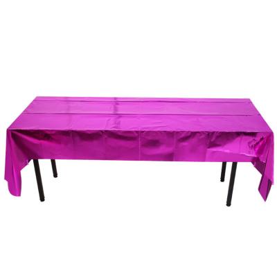 China New Design 2021 Disposable Rectangle Metallic Foil Glitter Shiny Plastic Tablecloth Party Tablecover for sale