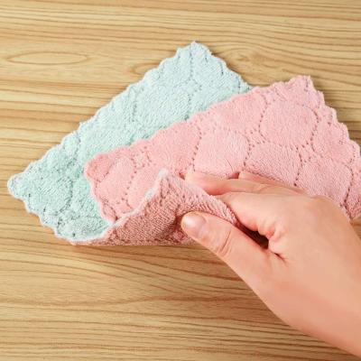 China Factory Wholesale Coral Absorbent Kitchen Cleaning Cloth Stored Dish Towels Dish Towels for sale