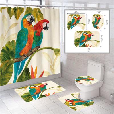 China Sustainable bathroom sets with accessories non-slip covers and covers, toilet lid cover and waterproof shower curtain for sale