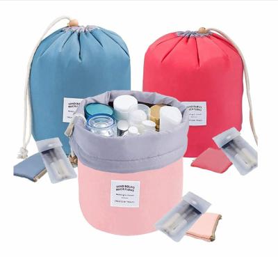 China Durable Drawstring Makeup Bags Cosmetic Cases Carry Toiletry Bags Collapsible Portable Bucket Storage Bag for sale