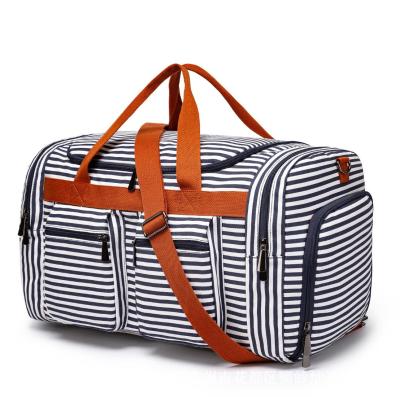 China Multifunction 2021 Goal Canvas Duffle Striped Cross - Body Gym Bag Sports Weekend Bag Luggage Travel Bags for sale