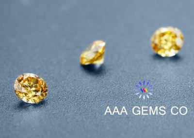 China Rundes gelbes Chemiefasergewebe farbiges Moissanite für Moissanite-Weinlese-Verlobungsringe zu verkaufen