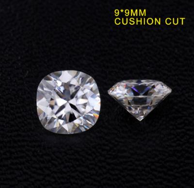 China Loose Moissanite Stone DEF Color Cushion Cut Moissanite Fancy Cut Grade VVS 9mm for sale