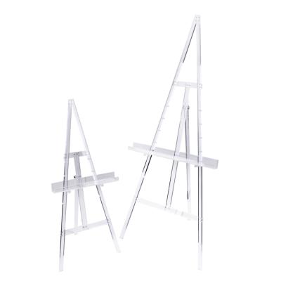 China Factory wholesale lightweight clear lucite HOMESWEET acrylic tripod easel for painting or wedding welcome sign for sale