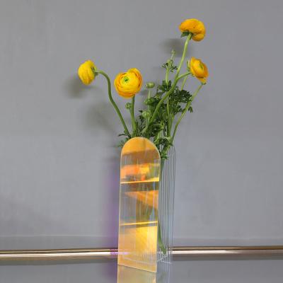 China HOMESWEET Modern Decoration Accessories Opens Room Wedding Vase Figurines Iridescent Acrylic Vase For Flowers for sale