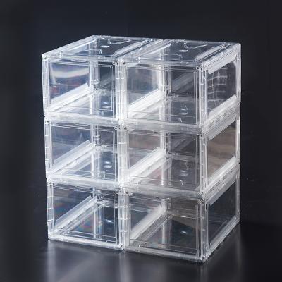 China 2020 Viable Iris Dust Proof Underbed Sliding High Quality Transparent Clear Acrylic Plastic Shoe Stackable Storage Box With Drawer for sale