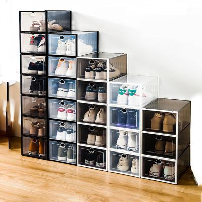 China HOMESWEET Factory High Quality Cheap Plastic Sneaker Shoe Box Viable Storage Custom Wholesale Home Decor Shoe Racks Storage Boxes for sale