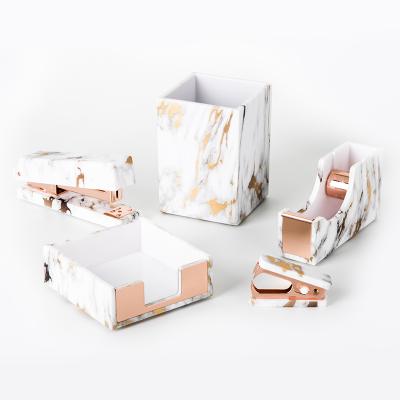 China HOMESWEET Rose Gold Marble Acrylic Office School Supplies and Acrylic Handmade Stationery Set for sale